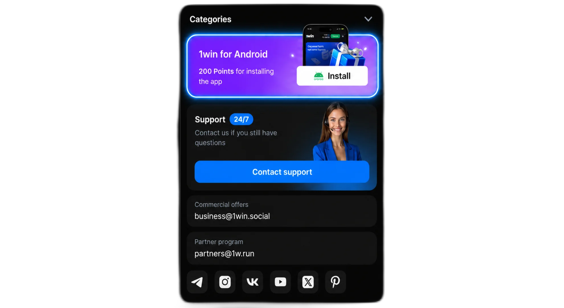 Download the 1win mobile app on the official website