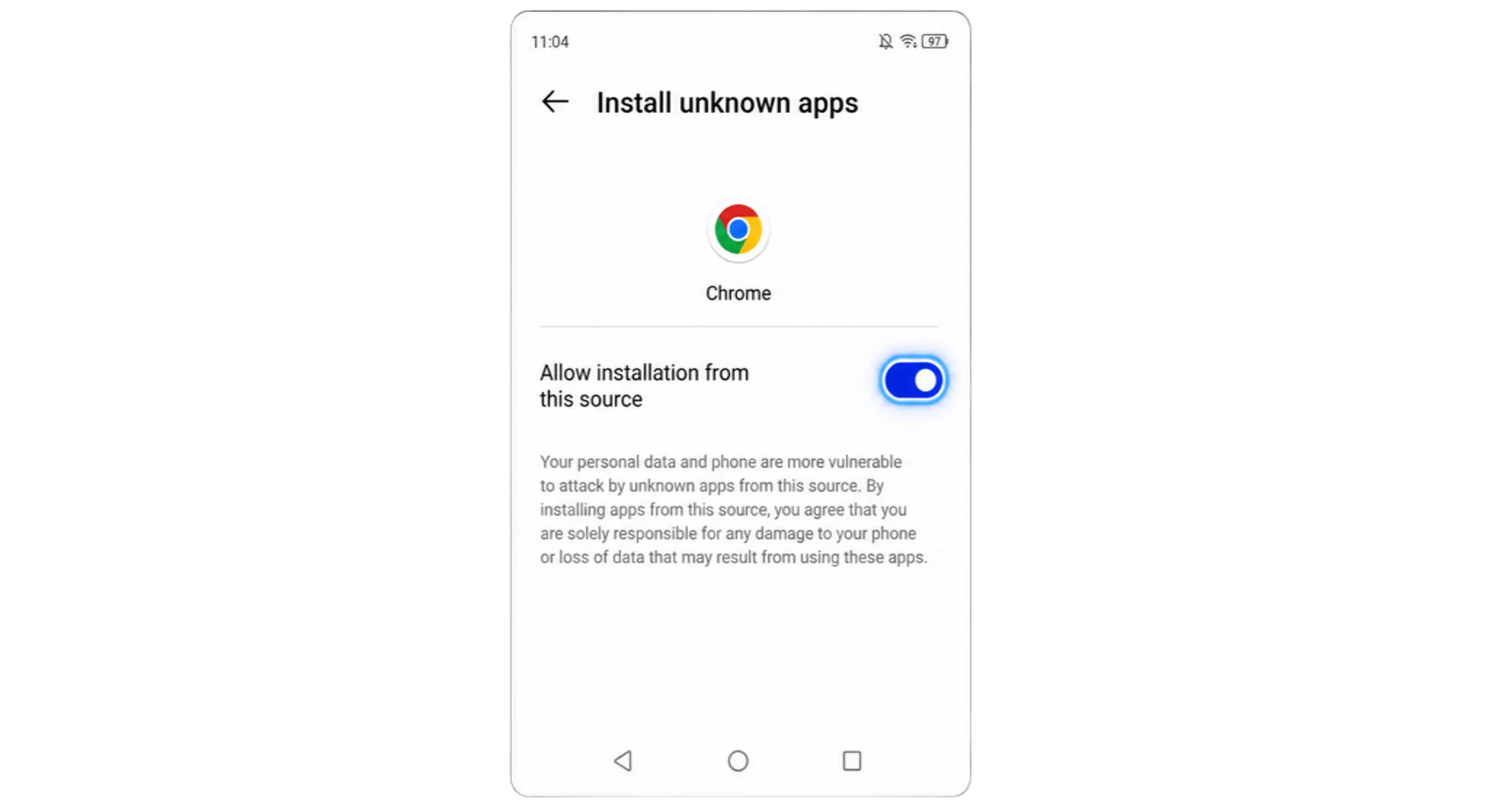 Enable the 'Allow installation from unknown sources' setting to download and install the 1win APK