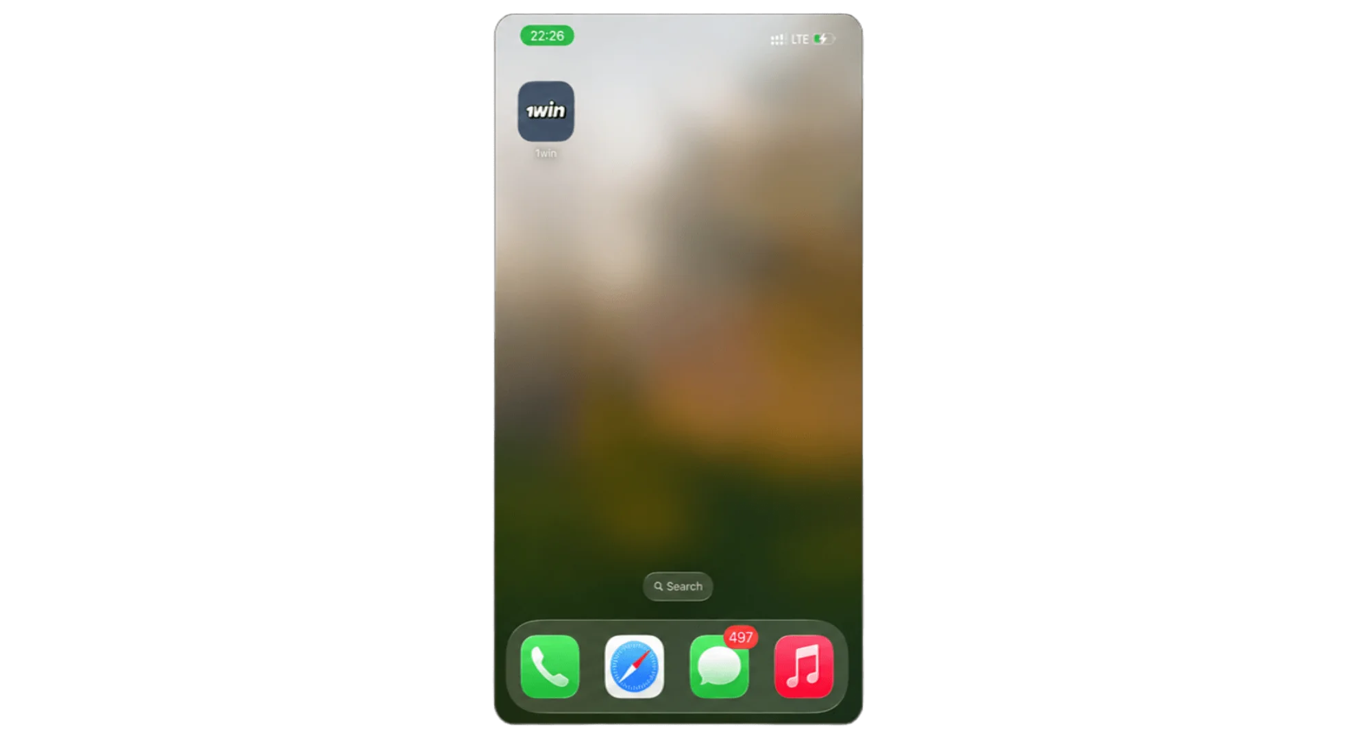 The 1win app logo on the iPhone desktop