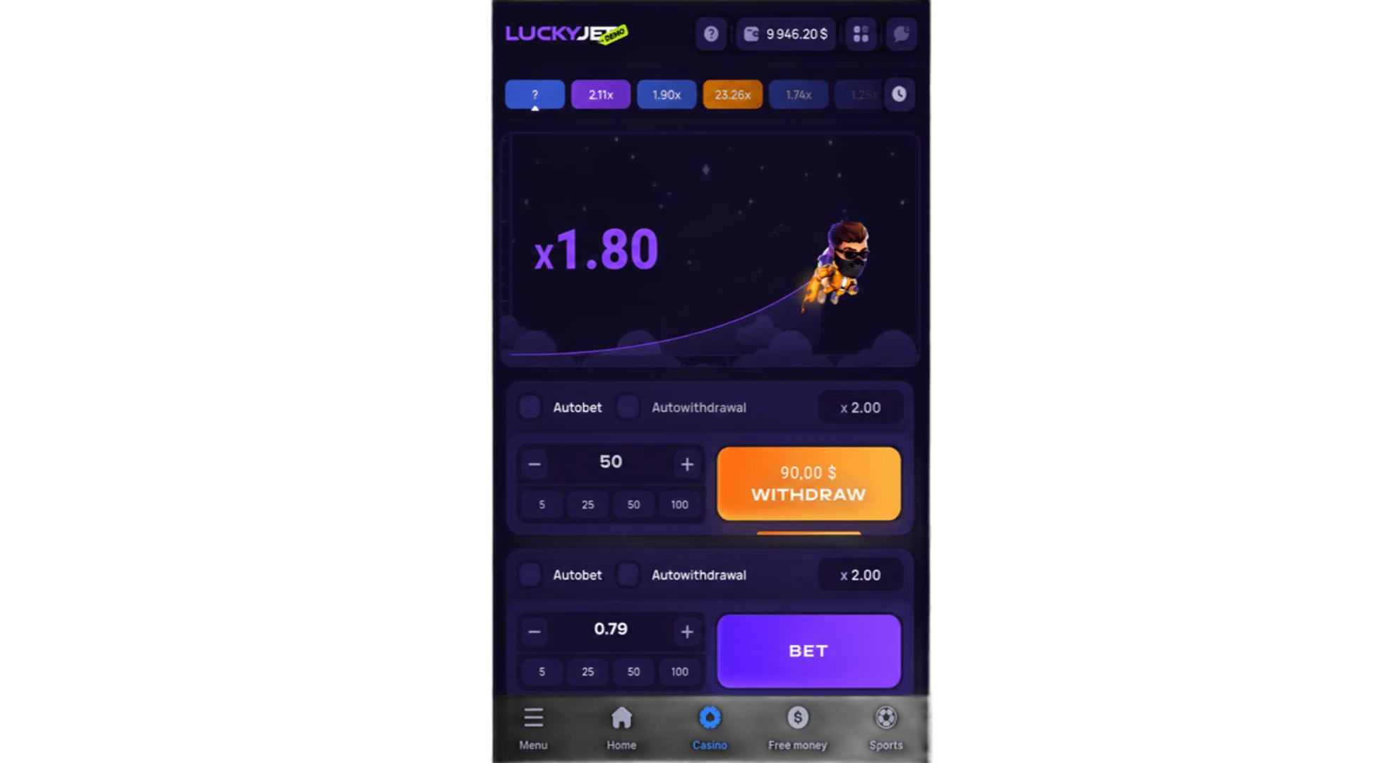 Placing a bet and withdrawing money in the Lucky Jet game from 1win